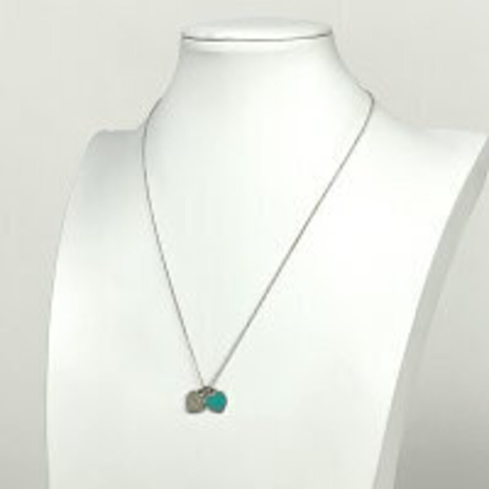 Tiffany Co to Double Heart Necklace Sterling Silver Blue - Picture 4 of 4